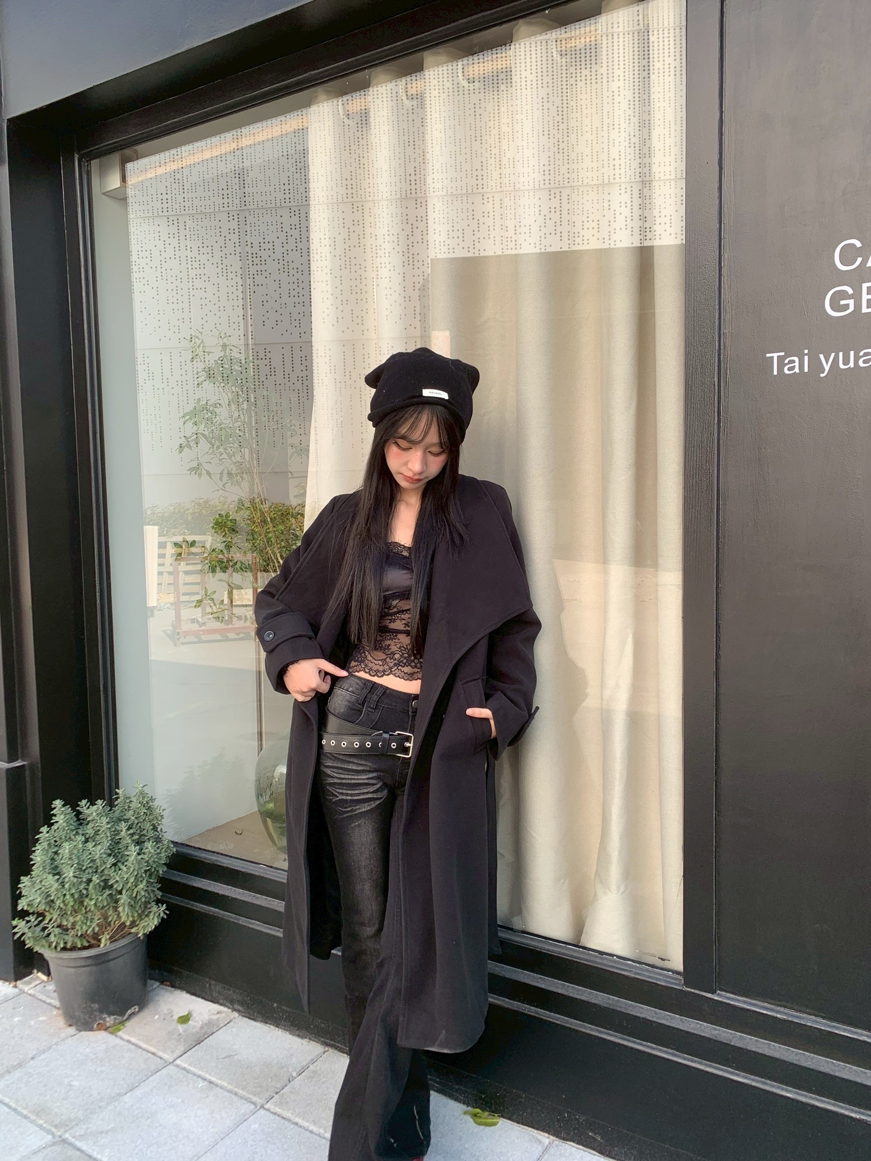 CJ1 8087毛呢質感翻領大衣:圖片 2