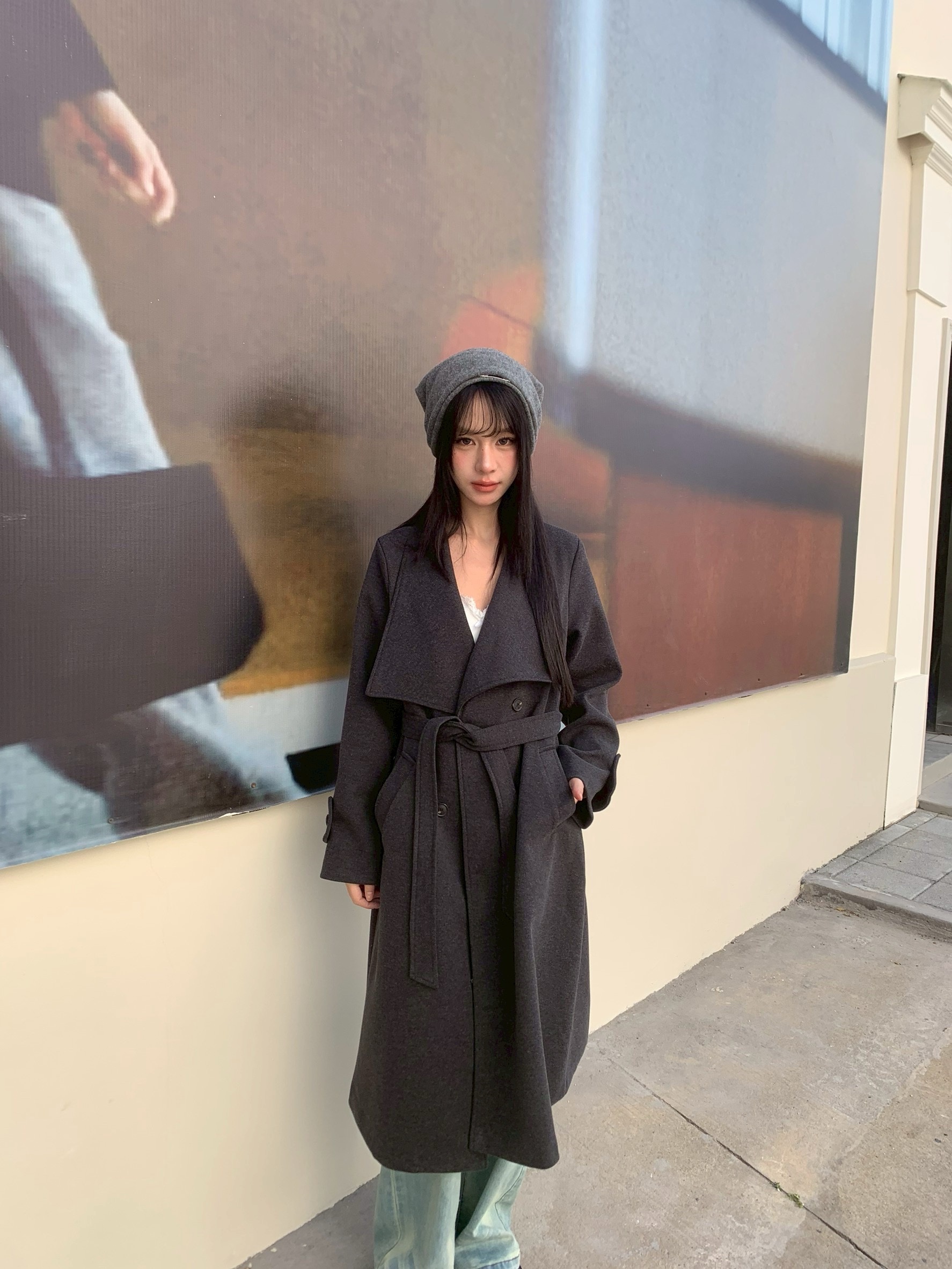 CJ1 8087毛呢質感翻領大衣:圖片 7