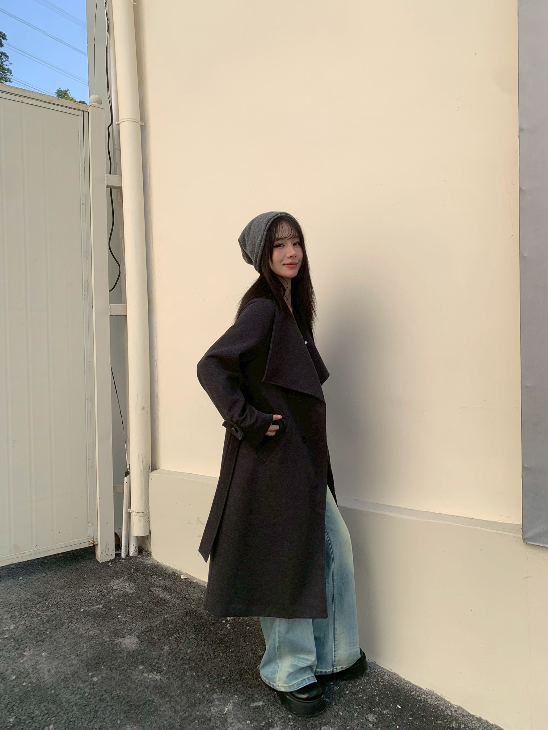 CJ1 8087毛呢質感翻領大衣:圖片 5