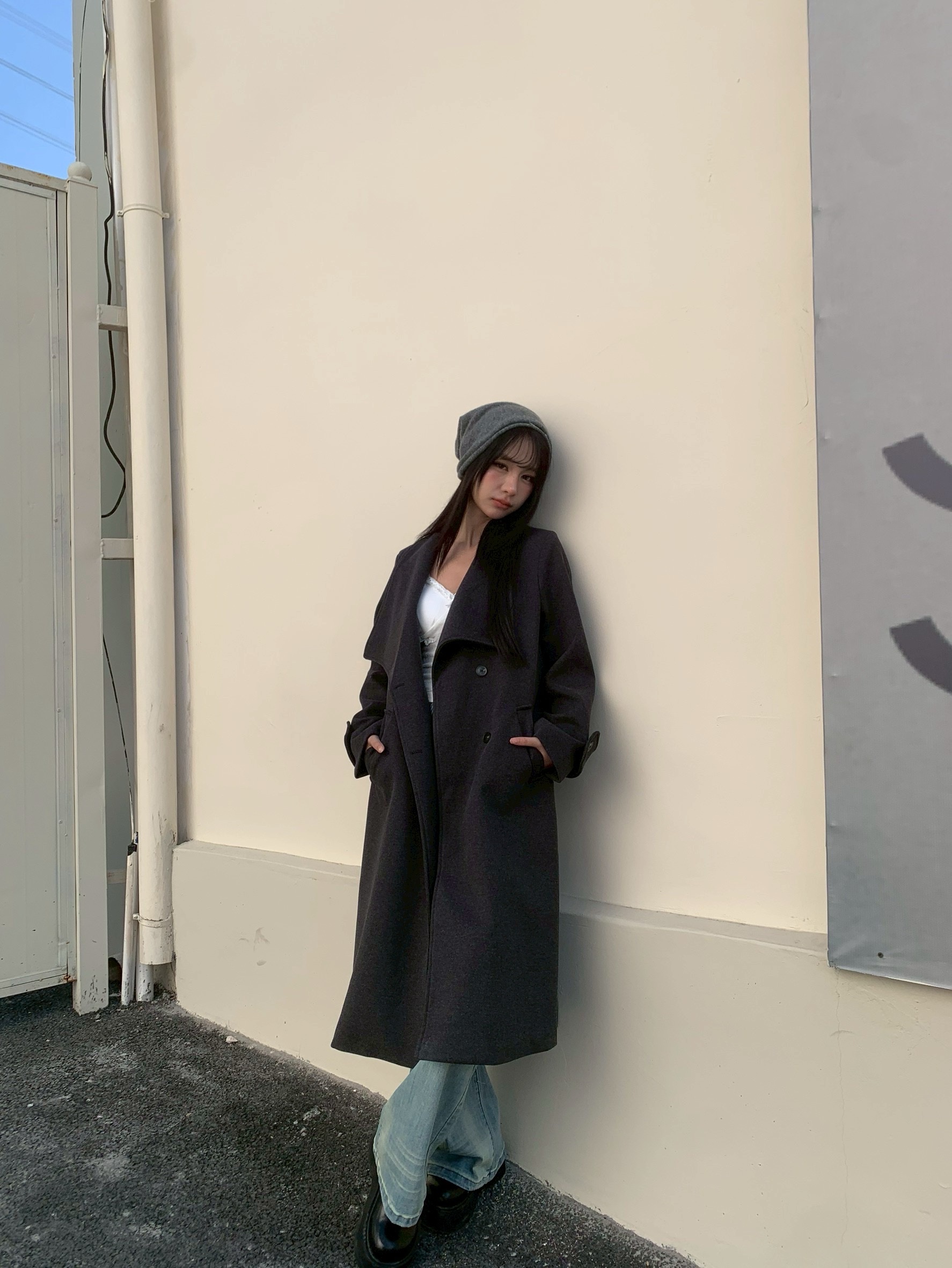 CJ1 8087毛呢質感翻領大衣:圖片 4