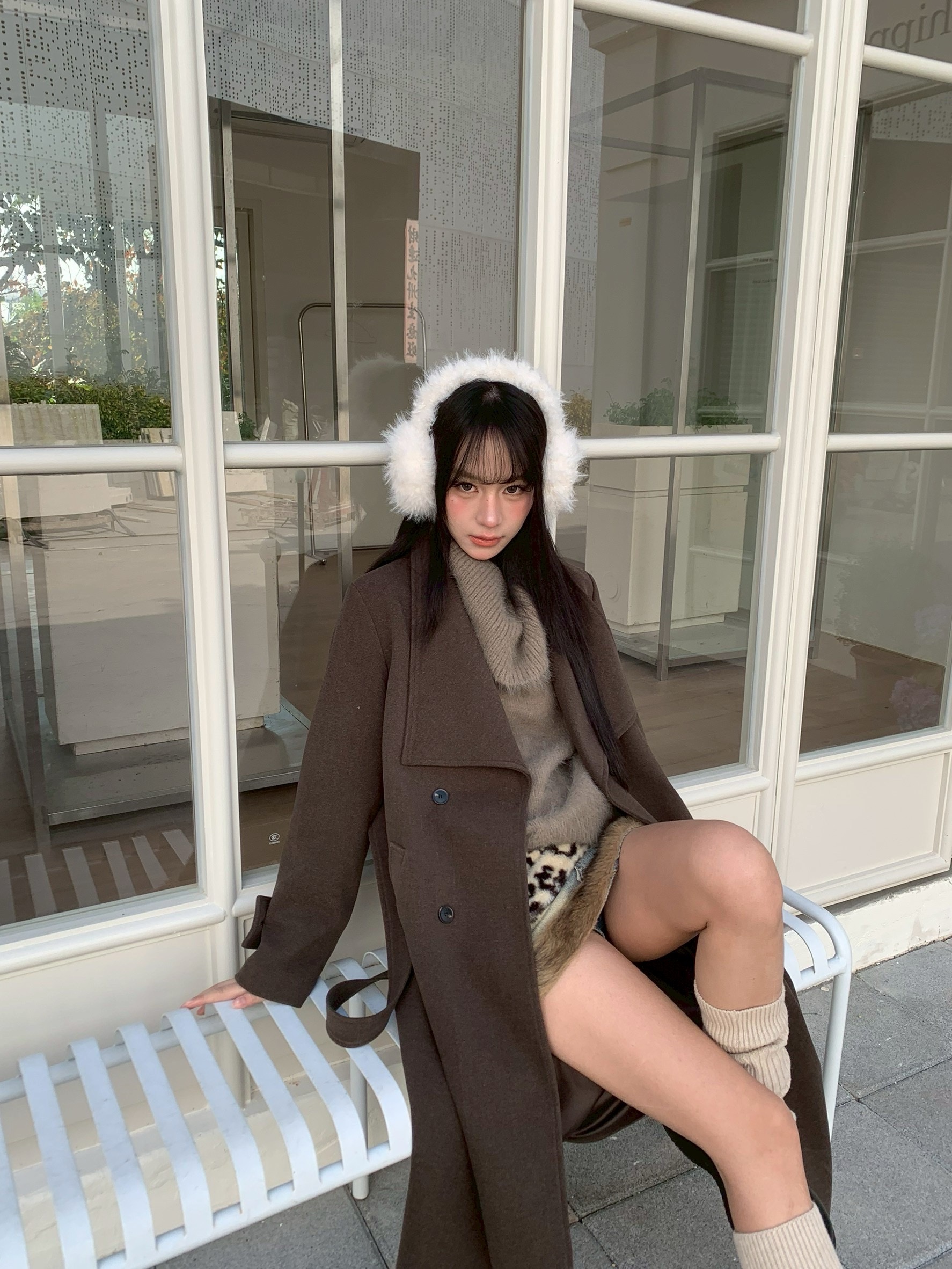 CJ1 8087毛呢質感翻領大衣:圖片 3