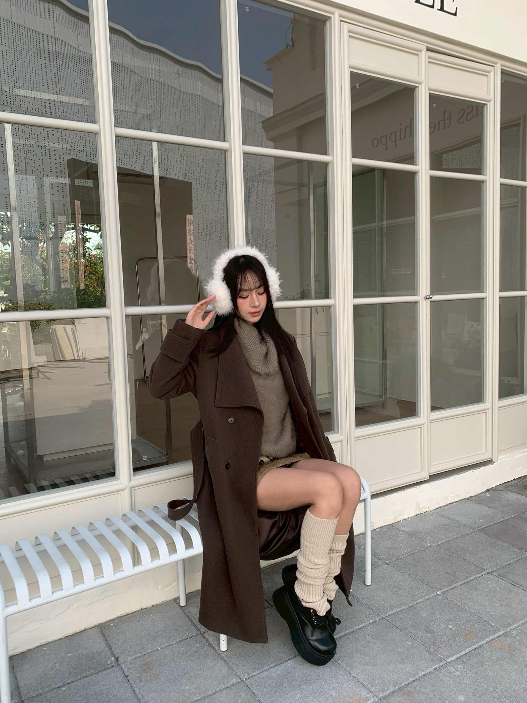 CJ1 8087毛呢質感翻領大衣