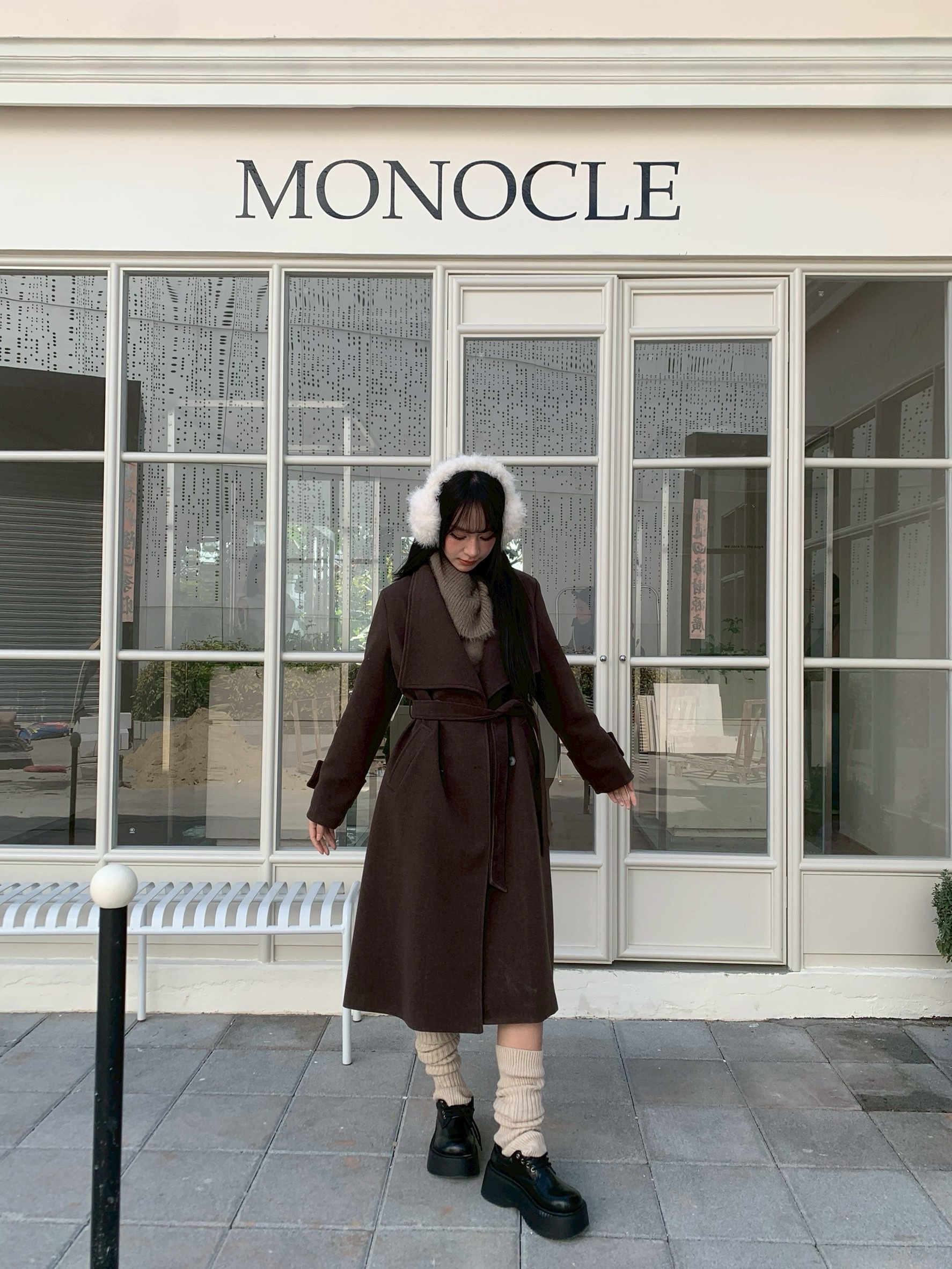 CJ1 8087毛呢質感翻領大衣:圖片 8