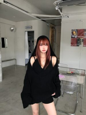 CJ1 5049針織連帽掛脖背心三件套