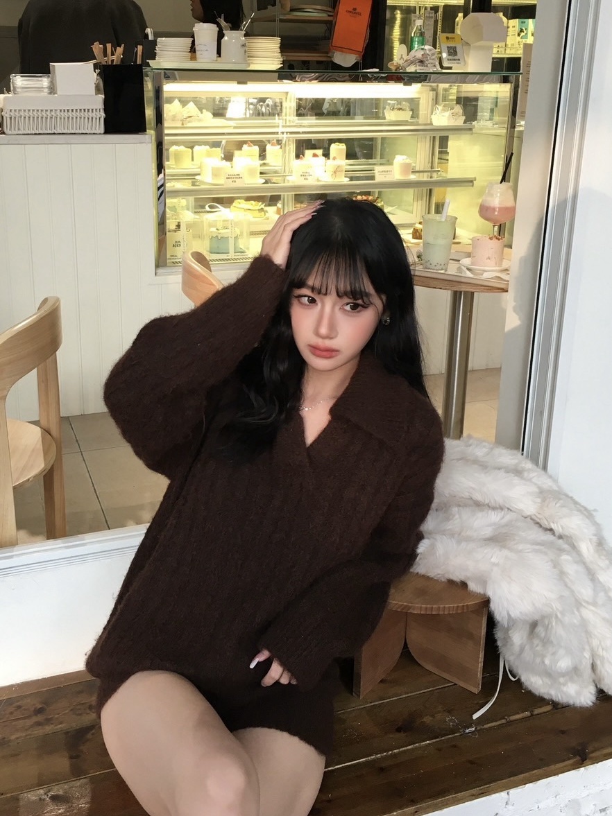 CJ1 5039粗直坑條翻領慵懶套裝:圖片 3