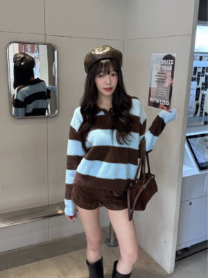 CF2 9382 美拉德拼色橫條毛衣