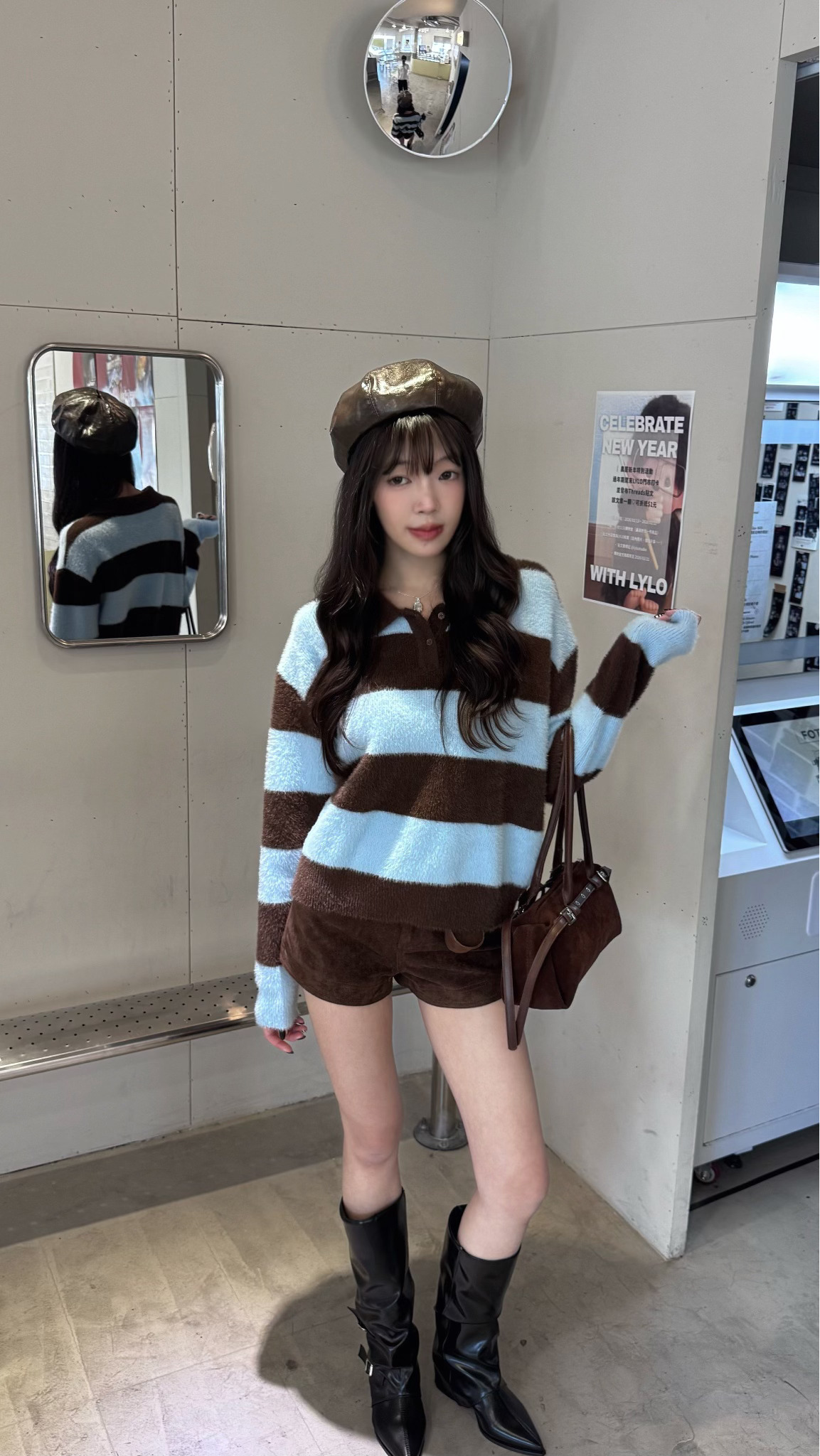 CF2 9382 美拉德拼色橫條毛衣