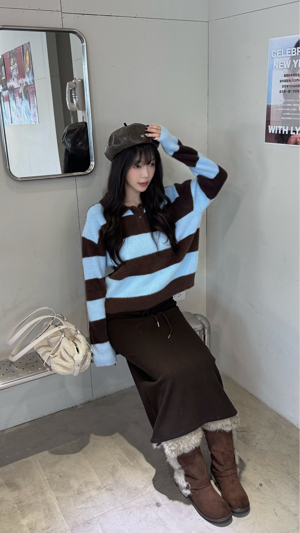 CF2 9382 美拉德拼色橫條毛衣:圖片 2