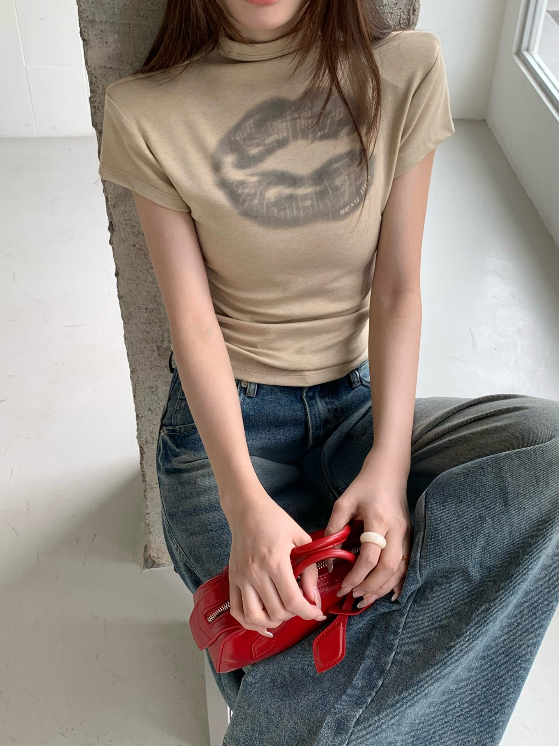 CM04 1465 Sexy Lip小立領上衣:圖片 2