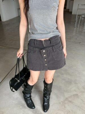 CA1 3833 Layered Denim 排扣層次裙褲