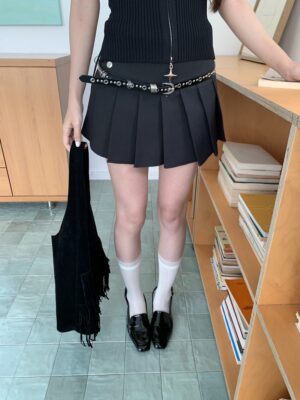 CＭ04 1506 Metal Line 側邊金屬扣百褶裙