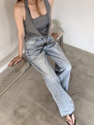 CJ2 8456 Vintage Cross Detail Jeans 街頭十字架鉚釘牛仔褲