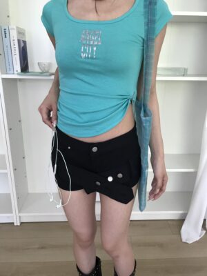 ［🇰🇷正韓］KJ1 713 條紋繞臀交叉皮帶短褲